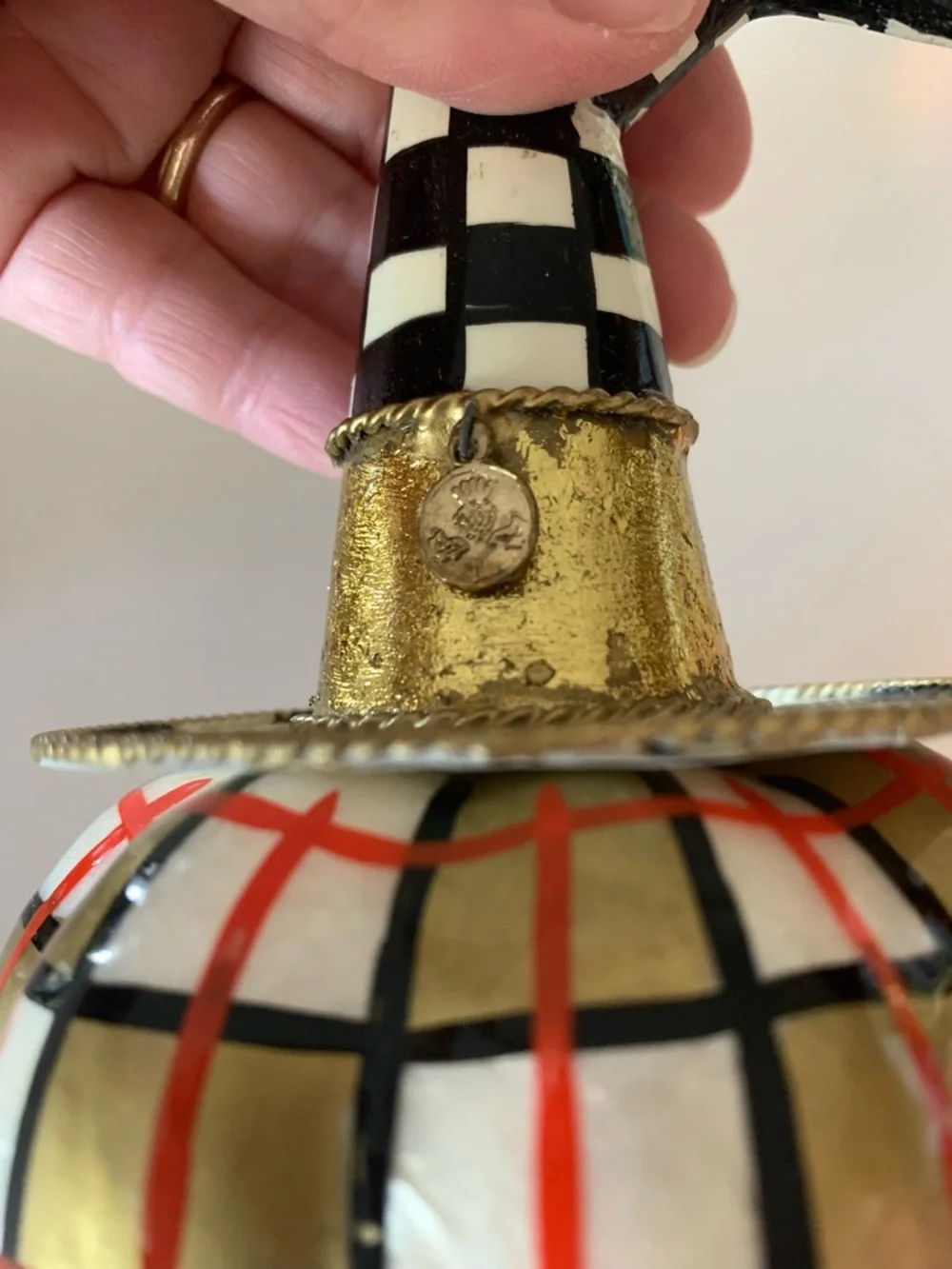 MacKenzie Childs mini pumpkin trio with witch hats